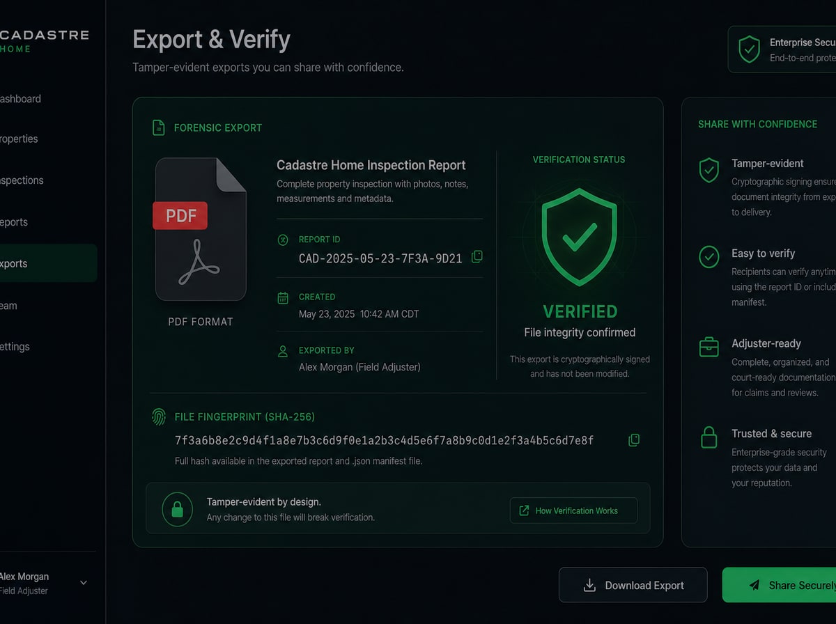 Demo vault export — tamper-evident SHA-256 verification