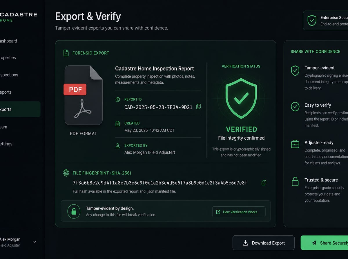 Demo vault export — tamper-evident SHA-256 verification
