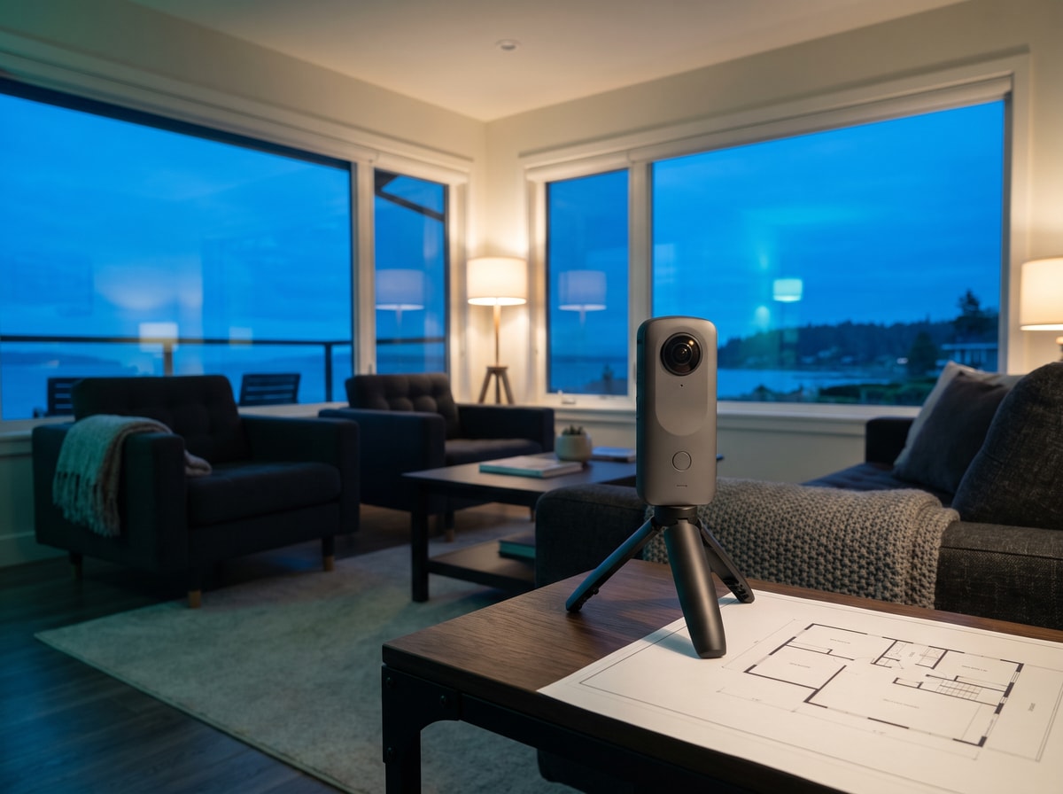 Virtual tour — floor plan minimap linked to 360° panoramas